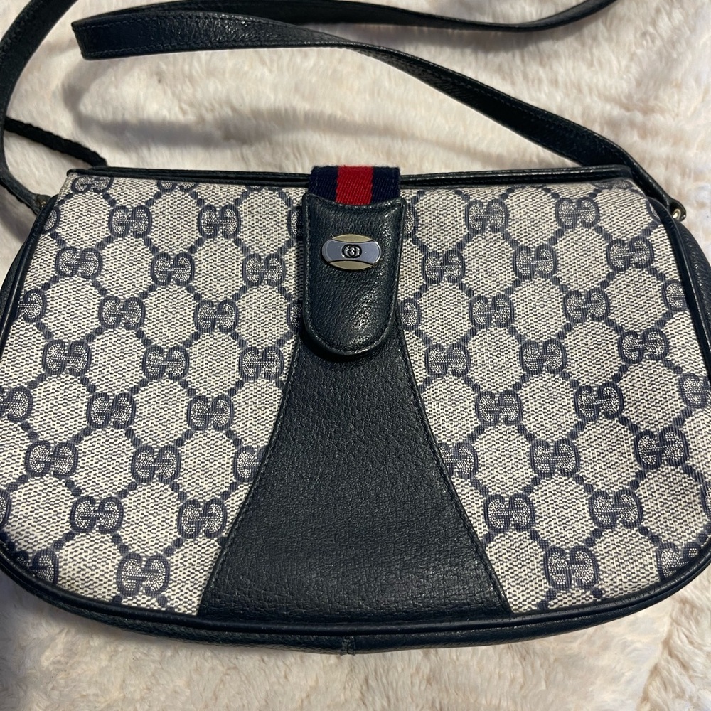 Gucci Navy Sherry GG Monogram Shoulder Bag